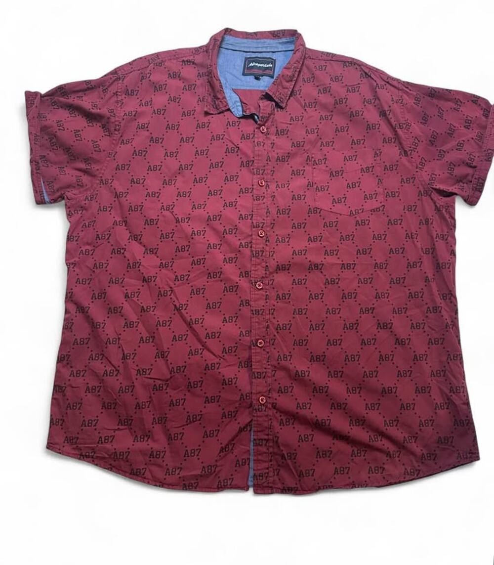 Aéropostale Men's 4XL Short Sleeve Button Down Shirt Maroon